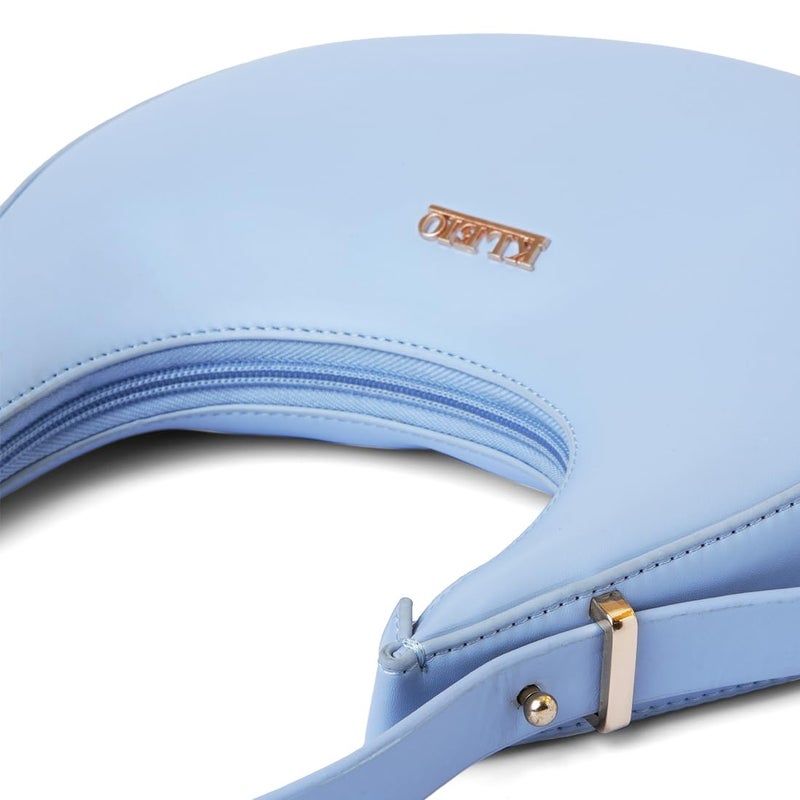 KLEIO Vegan Leather Half Moon Handbag for Women - Turquoise - Image 4